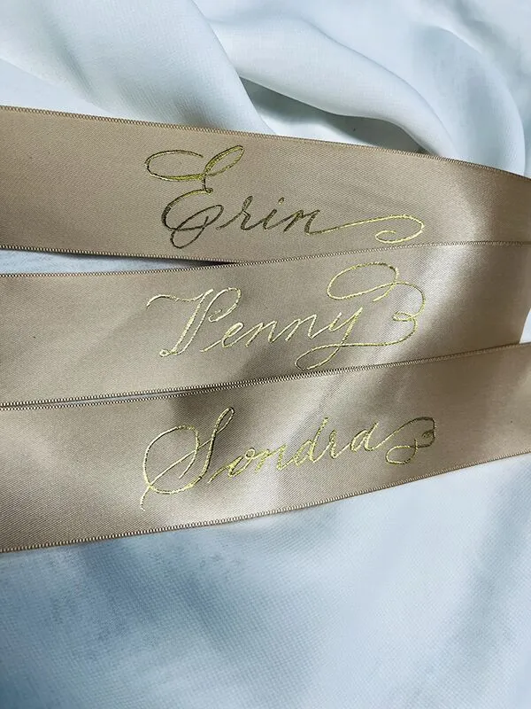 Hot foiling on silk ribbon
