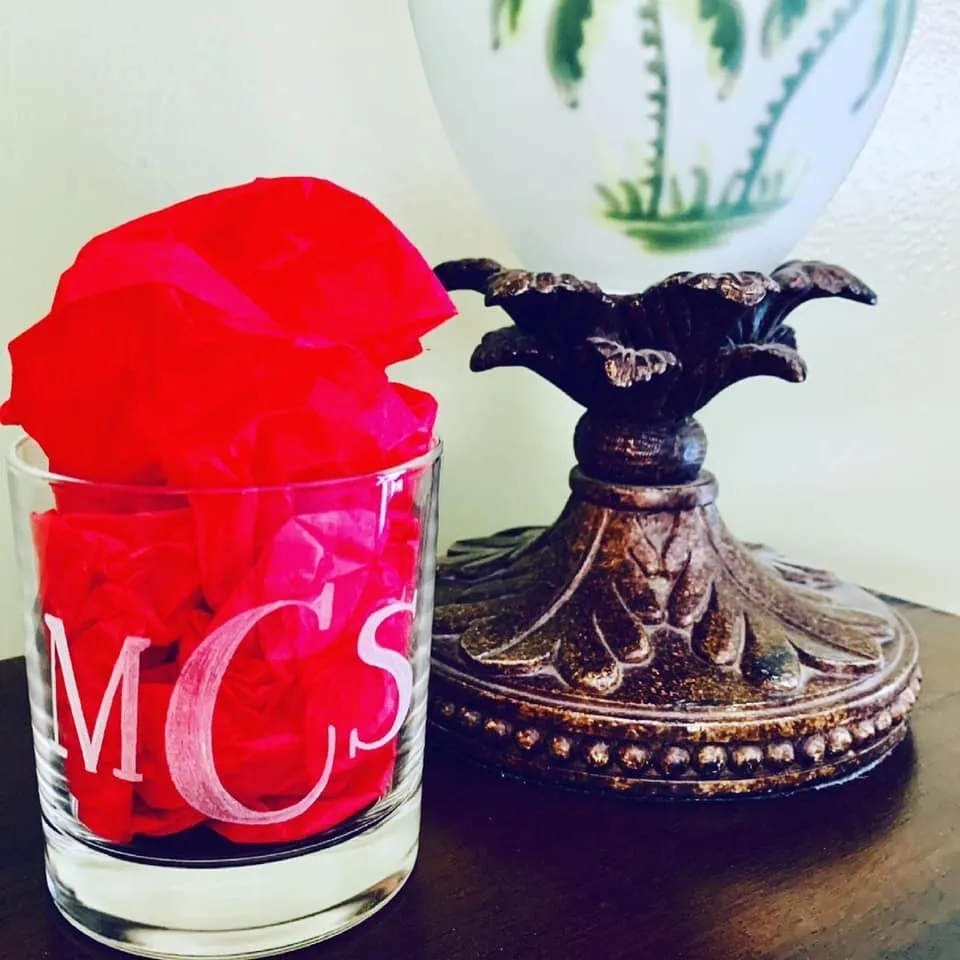 glass with calligraphy