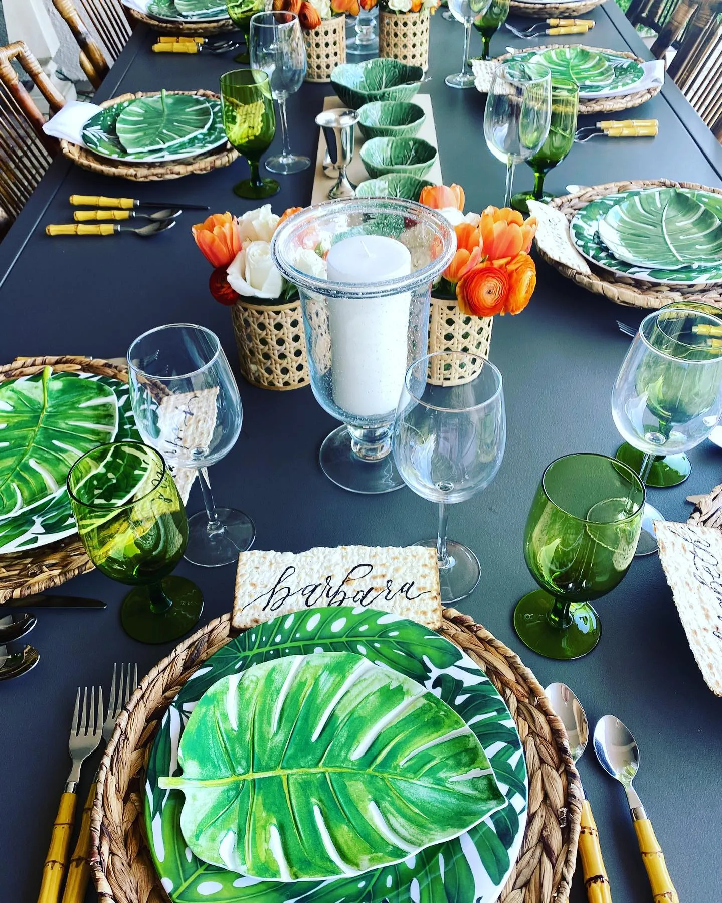 table with calligraphy