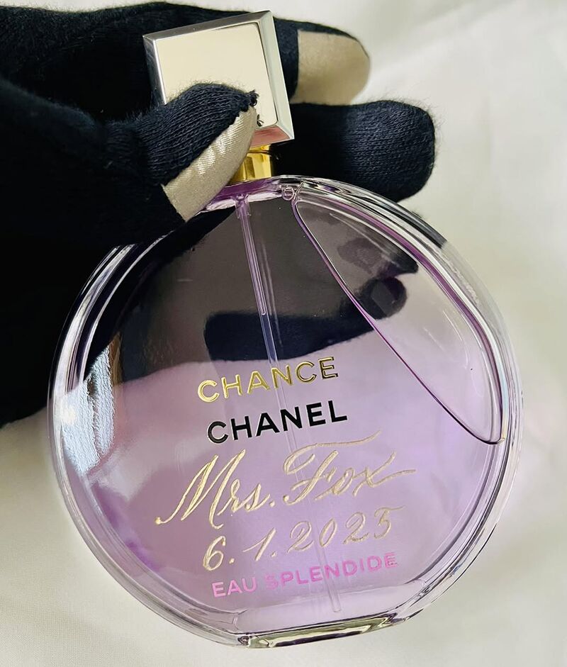 Chanel bottle Groom wedding girt engraved Calligraphy Chik