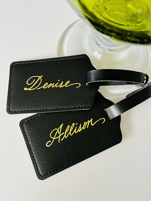 Hot foilng on leather luggage tags Personalized Graduation Gifts in Jupiter